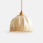 Load image into Gallery viewer, Vintage lace fabric pendant light front view