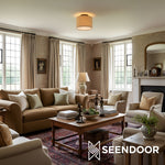 Load image into Gallery viewer, Jelvane Compact Drum Fabric Shade Flush-Mount Ceiling Lamp for Entryway &amp; Living Room
