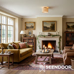 Load image into Gallery viewer, Jelvane Compact Drum Fabric Shade Flush-Mount Ceiling Lamp for Entryway &amp; Living Room
