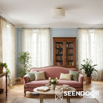 Load image into Gallery viewer, Jelvane Compact Drum Fabric Shade Flush-Mount Ceiling Lamp for Entryway &amp; Living Room
