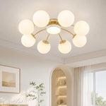 Carica l'immagine nella visualizzazione Galleria, Milk glass ceiling light installed in a living room
