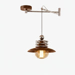 Cargar imagen en el visor de la Galería, Brown wood grain and chrome pendant lamp SKU image