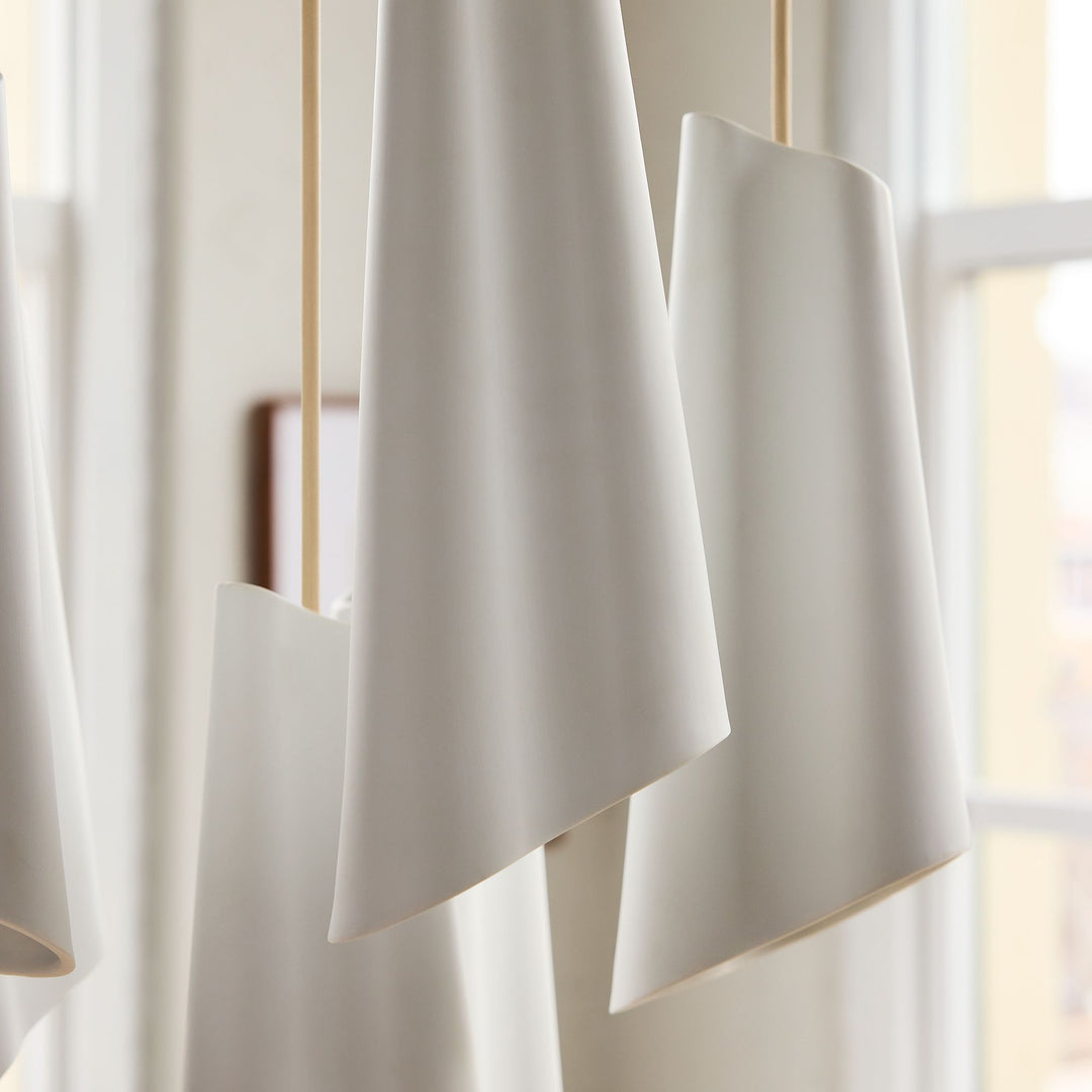 Orovia Ceramic Shade Chandelier – Iron Pendant Adjustable Height Design