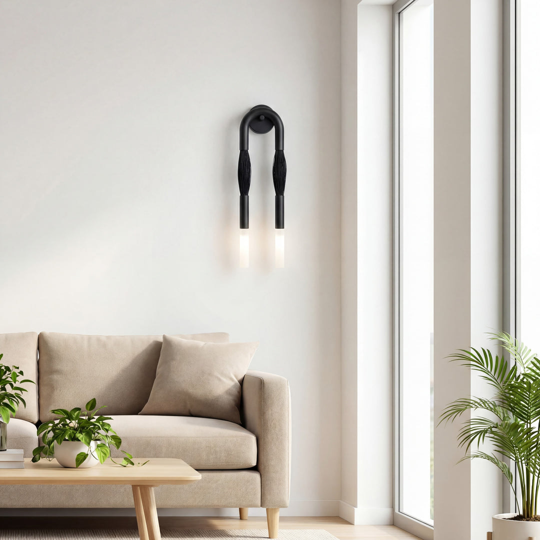 Strandia Minimalistische Wandleuchte mit Gebogenem Arm – Japandi-Stil Akzentlicht für Flur