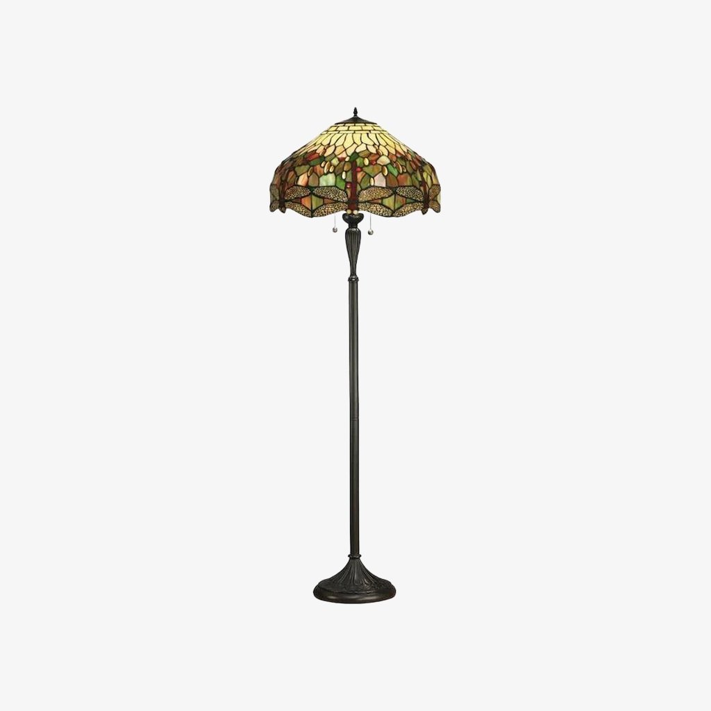 TF Dragonfly Motif Floor Lamp – Vintage Stained-Glass for Living Rooms