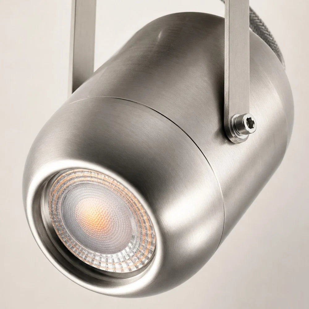 Close view of the adjustable LED lamp head and lens
