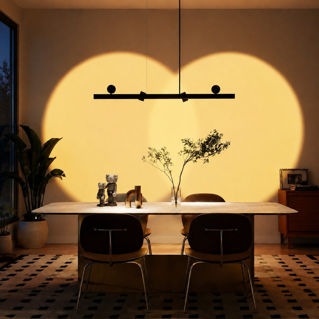 Lámpara colgante lineal para comedor con luz de lavado de pared