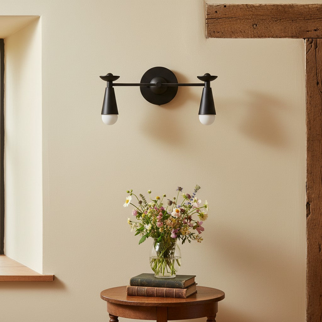 Pyralis Vintage-Style Cone Wall Sconce Brass Finish for Bedroom & Corridor