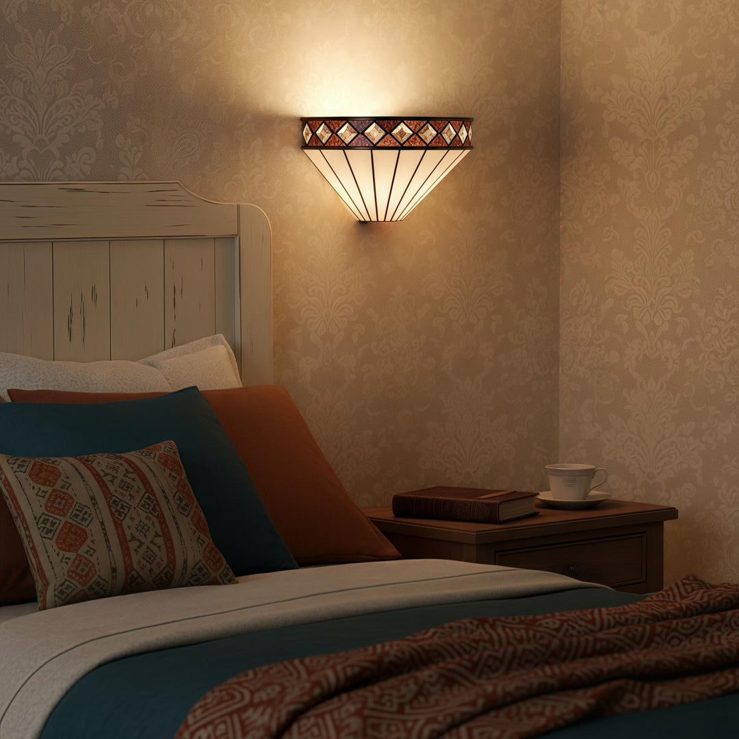 TF Fargo Art Deco Wandlamp met Diamantmotief – Glazen Wandkandelaar voor Hal & Slaapkamer