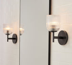 Load image into Gallery viewer, Bravira Ribbed Glass Sconce - Metal Wall Light with Clear Glass Shade
