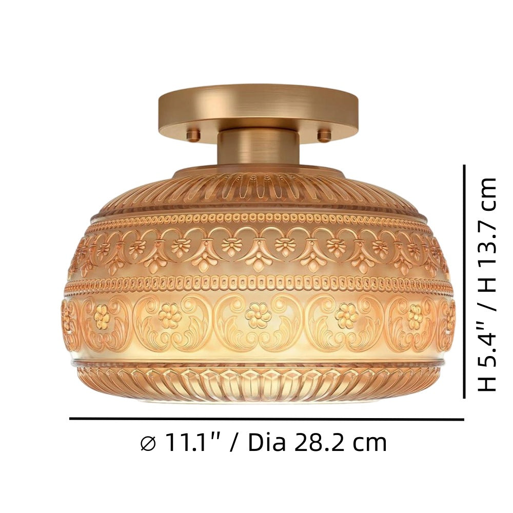 Ixionis Geëtst Gegraveerd Patroon Glas Opbouw Plafondlamp