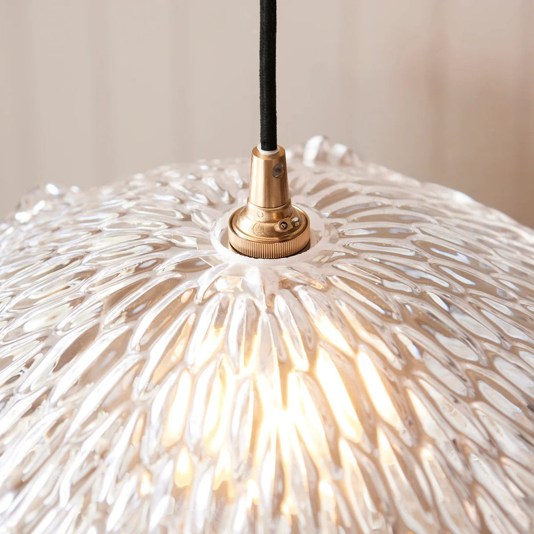 Floriaxis Floral Glass Pendant Light — Floral Glass Shade with Braided Cable for Kitchen or Dining