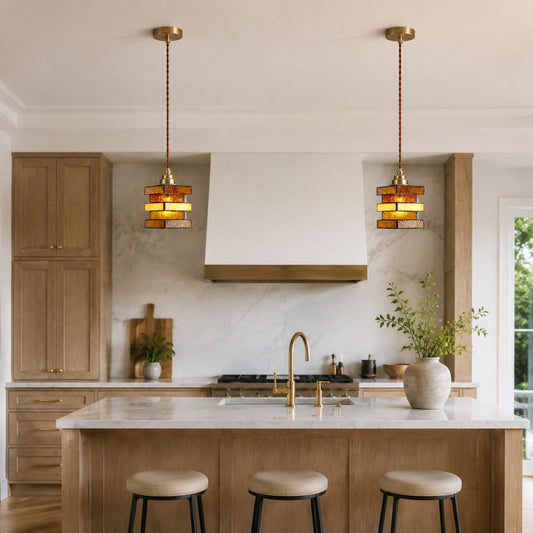 Vintage Colored Glass Pendant Lamp for Dining Room