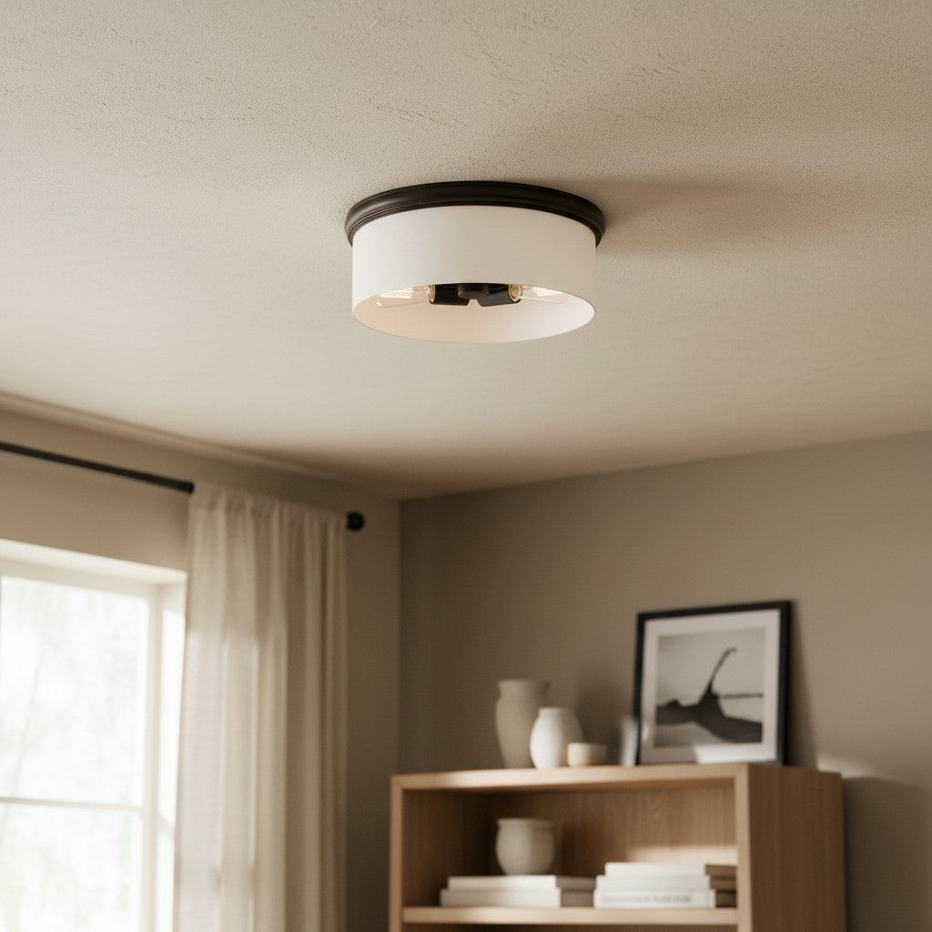 Lámpara de techo empotrada Roven con cúpula de vidrio opalino - Diseño elegante para dormitorio y sala de estar