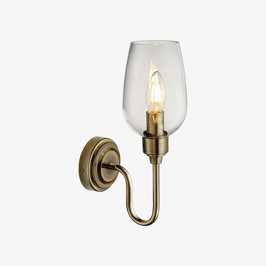 Lámpara de Pared Clarione Art Deco con Pantalla de Vidrio Transparente – Diseño Metálico Moderno para Pasillos