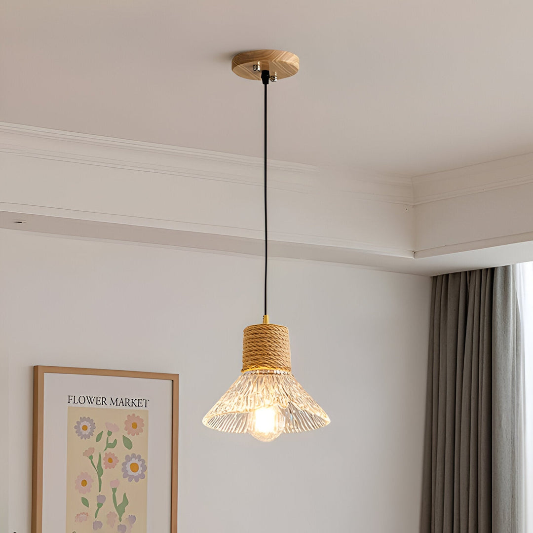 Nordic Hemp Rope Glass Pendant Light