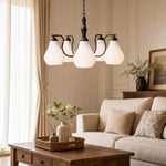 Afbeelding laden in galerijweergave, Five-heads glass chandelier in a warm living room