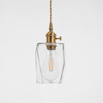 Charger l'image dans la visionneuse de la galerie, Style X textured glass shade with antique brass E27 socket, front view