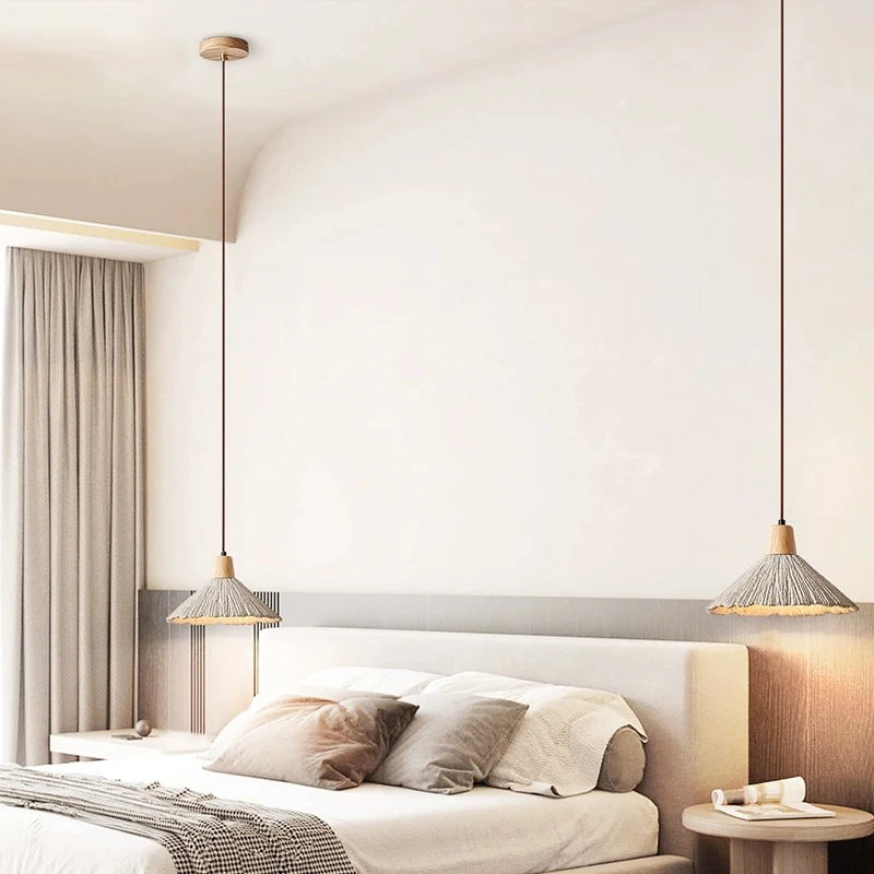 Lámpara colgante LED retro crema estilo Wabi-Sabi