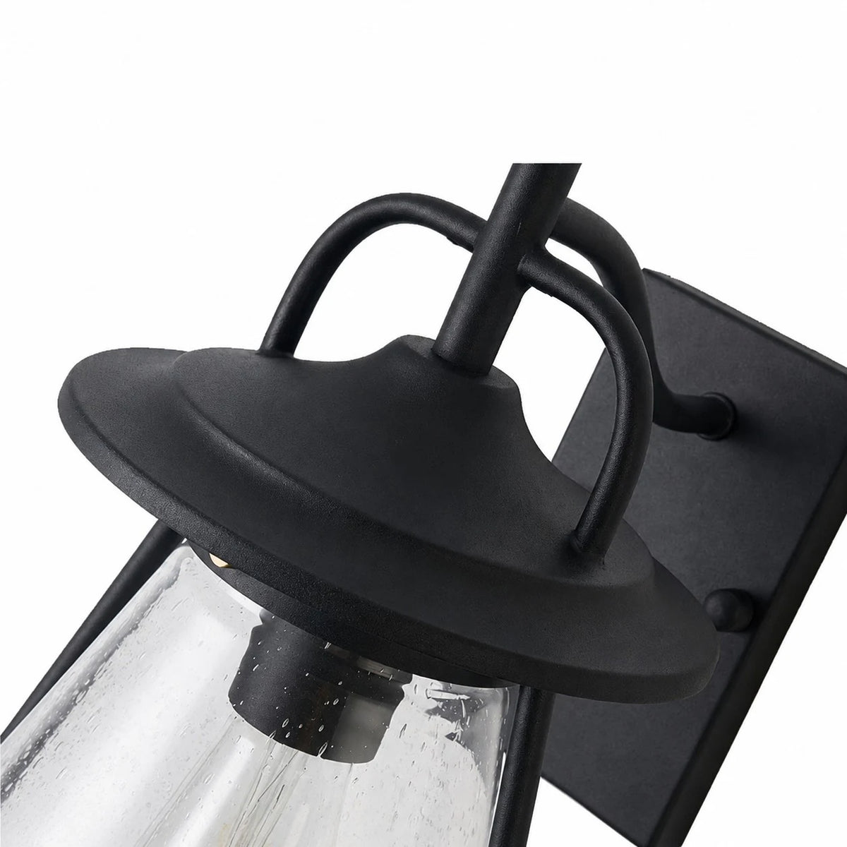 Black Glass Outdoor Wall Lantern Sconce
