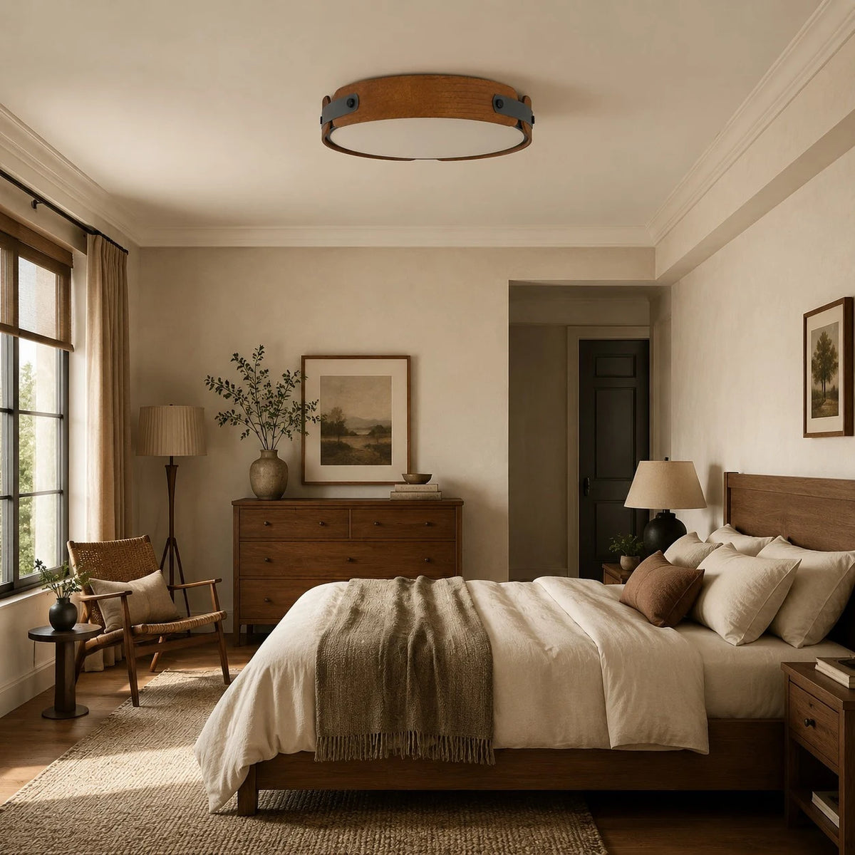 Walnut Full Spectrum Flush Mount Ceiling Light