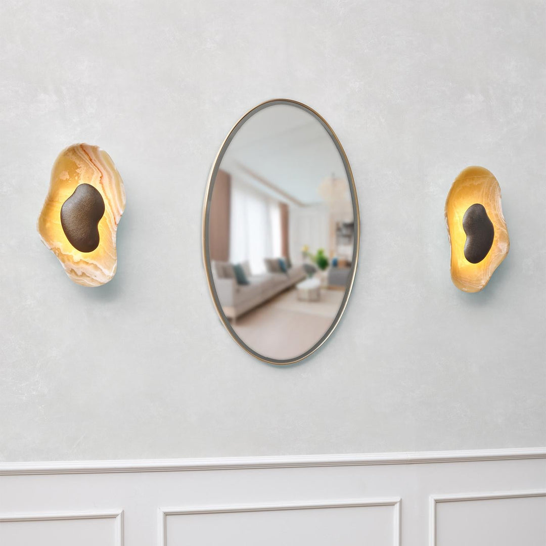 Oyster Hammerschlag Onyx Wandleuchte