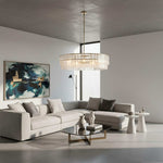 Charger l'image dans le visualiseur de la galerie, Lustre en verre texturé Lumvey - Lustre rond à deux niveaux de luxe fait main pour salon