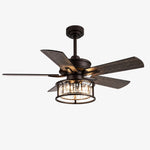 Carica l'immagine nella visualizzazione Galleria, Black ceiling fan light with K9 crystal cage, 107 cm / 42″