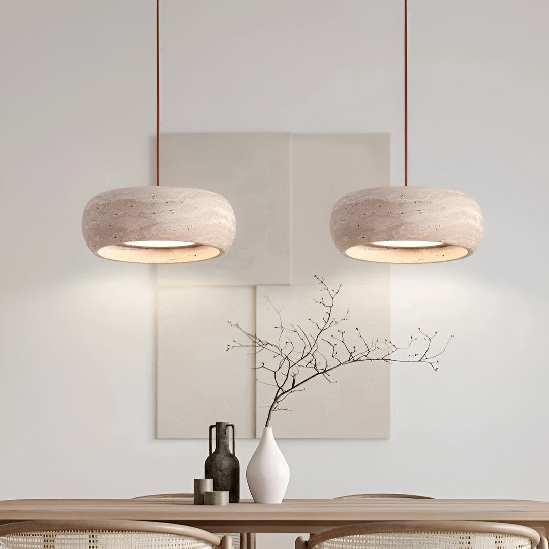 Wabi Sabi Style Travertine Stone Pendant Light