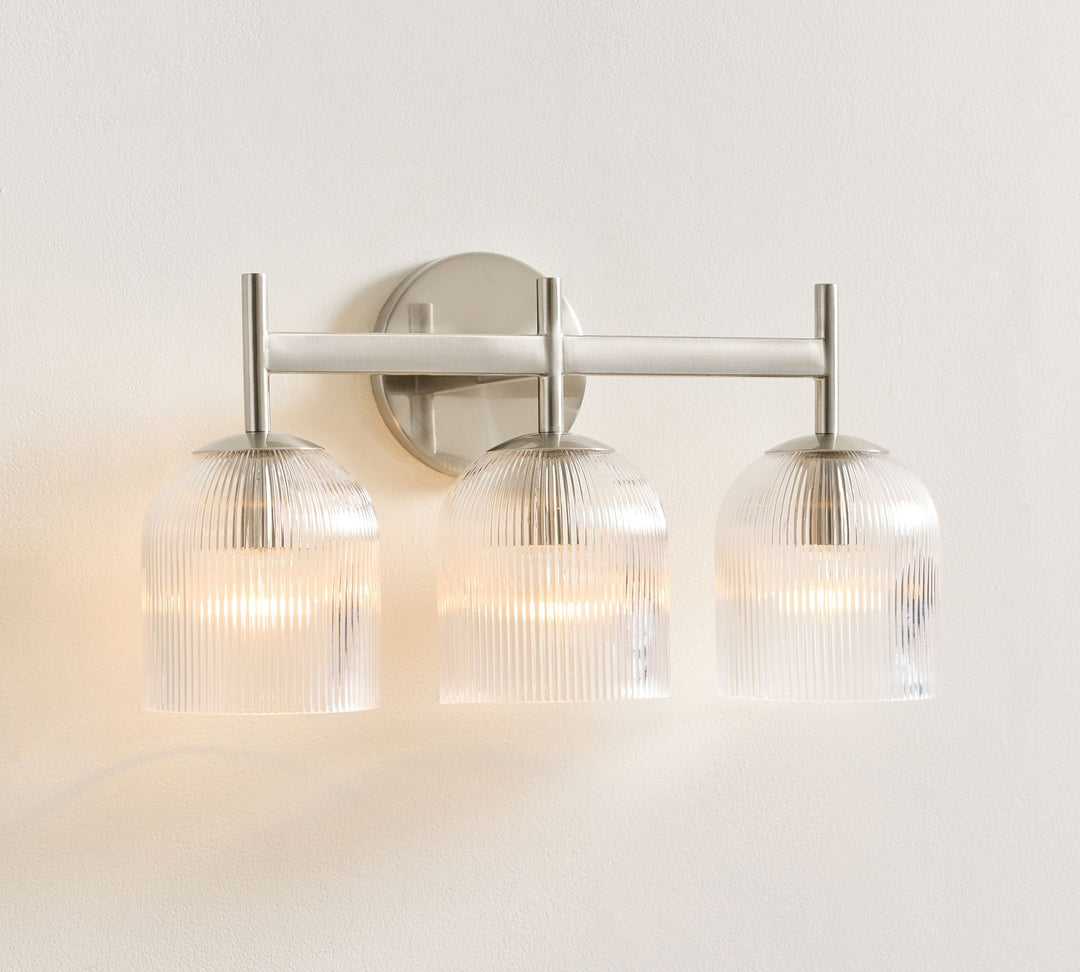 Bravira Ribbed Glass Sconce - Metal Wall Light with Clear Glass Shade