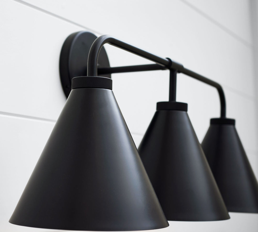 Korvi Iron Tapered Sconce Light - Wall Fixture in Black or Brass