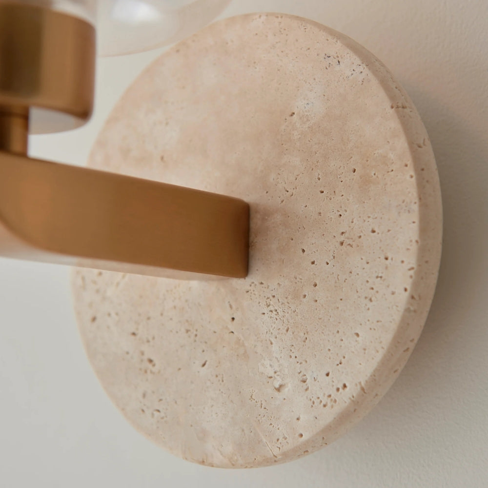 Lámpara de Pared Moderna de Mármol Korlisse - Latón Vintage y Acento de Vidrio Transparente para Sala de Estar y Pasillo