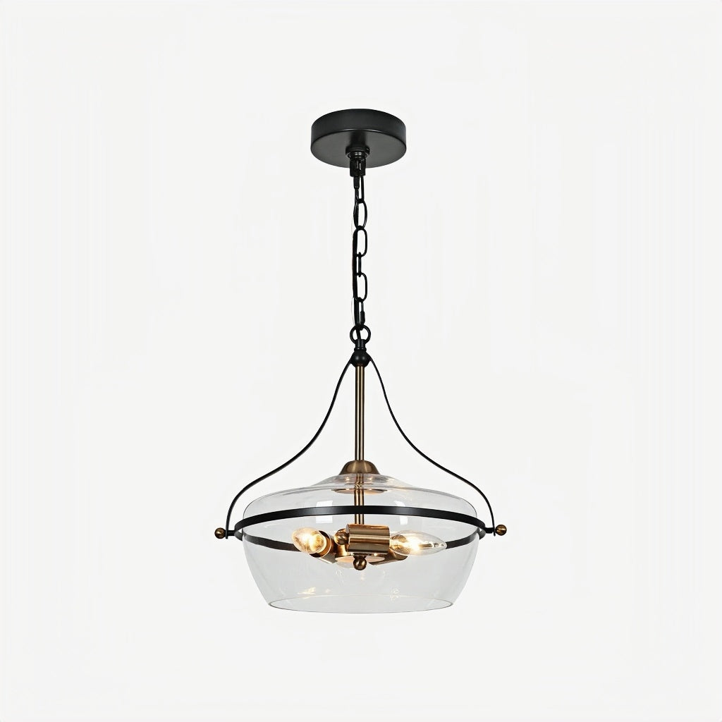 Lirra Glass Pendant Light – Mid‑Century Modern Metal Frame for Kitchen and Living Room