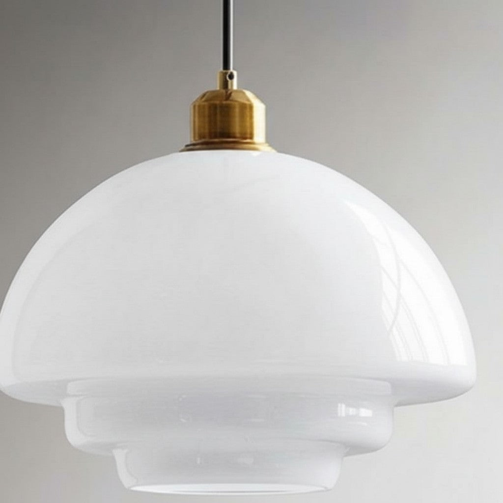 Opalisse Art Deco Hanglamp – Melkglas Koepel Plafondlamp voor Eetkamer N07