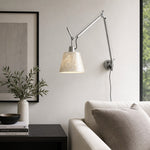 Charger l'image dans la visionneuse de la galerie, Lunavera Modern Capiz Shell or Fabric Shade Adjustable Arm Wall Lamp for Bedroom
