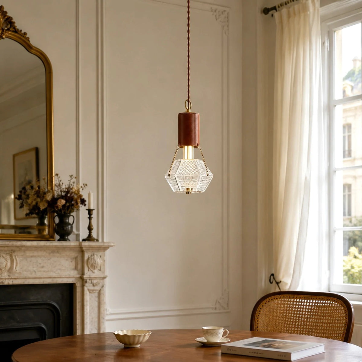 Prismatic French Leather Pendant Light 5