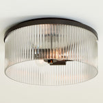 Load image into Gallery viewer, Bravira Flush Mount Ceiling Light - Ribbed &amp; Bubbled Glass Metal Light
