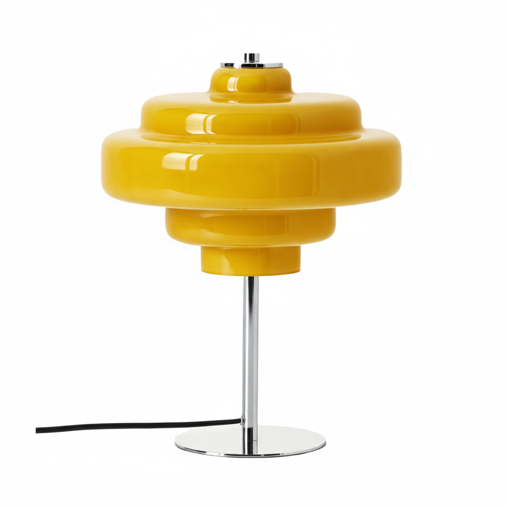 Koloro Glass Table Lamp - Retro Tiered Design with Chrome Base