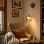 Cargar imagen en el visor de la Galería, Colorful glass wall sconce beside a reading chair