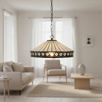 Afbeelding laden in galerijweergave, TF Fargo Hanglamp - Tiffany-stijl verlichting met een Art Deco kap en verstelbare ketting