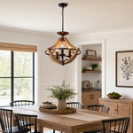 Afbeelding laden in galerijweergave, Rustic 3-light pendant chandelier in a farmhouse interior