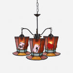 Cargar imagen en el visor de la Galería, Alice-Inspired Stained Glass 3-Light Chandelier