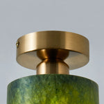 Cargar imagen en el visor de la Galería, Green jade brass ceiling light detail 02