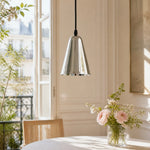 Carica l'immagine nella visualizzazione Galleria, Polished chrome pendant light above a dining table