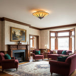 Załaduj obraz do przeglądarki galerii, TF Dark Star Tiffany Lampa Sufitowa – Witrażowy Wzór Gwiazdy do Jadalni lub Holu