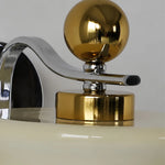 Cargar imagen en el visor de la Galería, Brass-tone top accent and glass shade detail