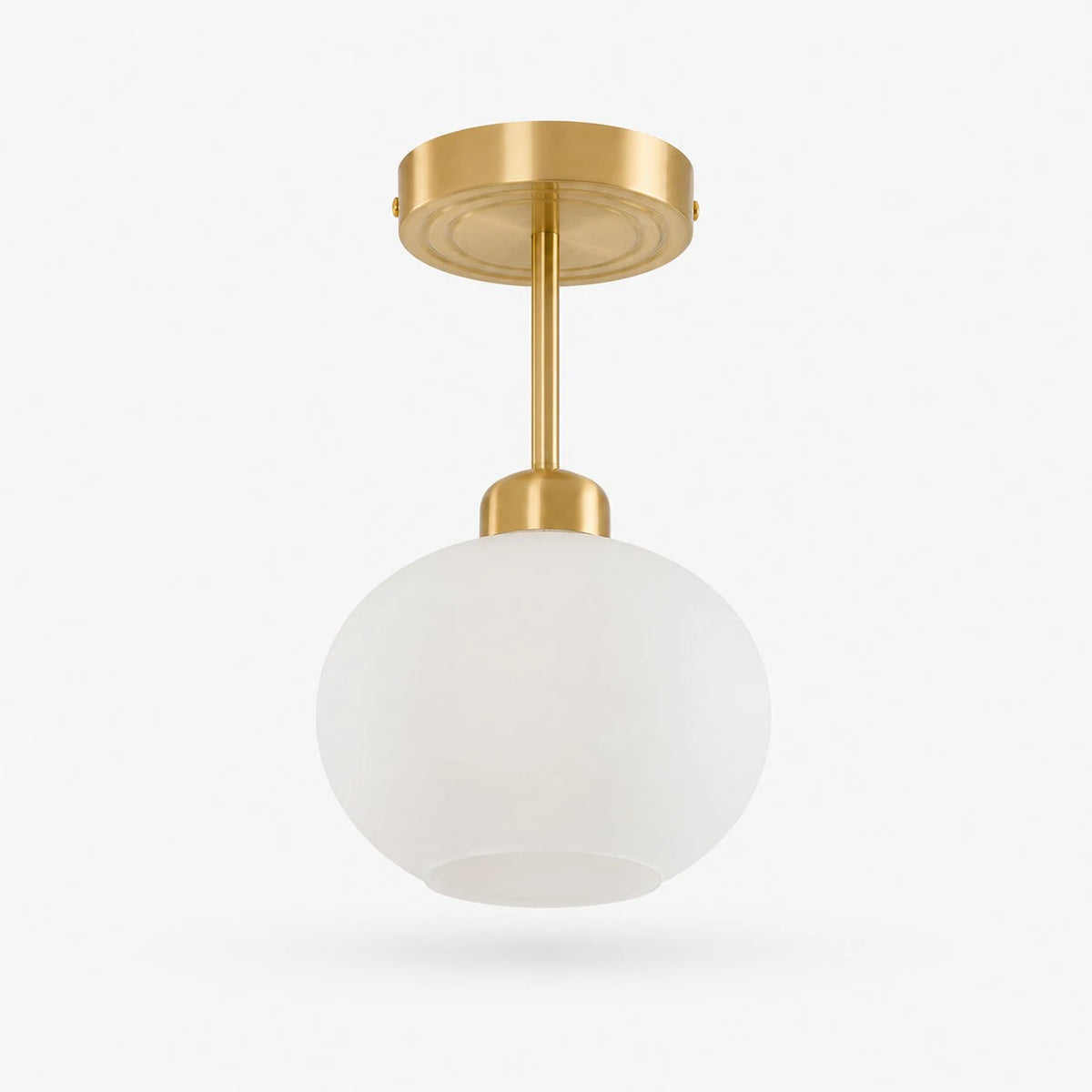 Extended rod brass opal glass ceiling light