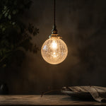 Charger l'image dans la visionneuse de la galerie, Crackled Glass Globe Brass Pendant Light