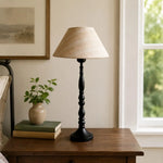 Bild in die Galerieansicht laden, Grid fabric table lamp styled on a living room side table