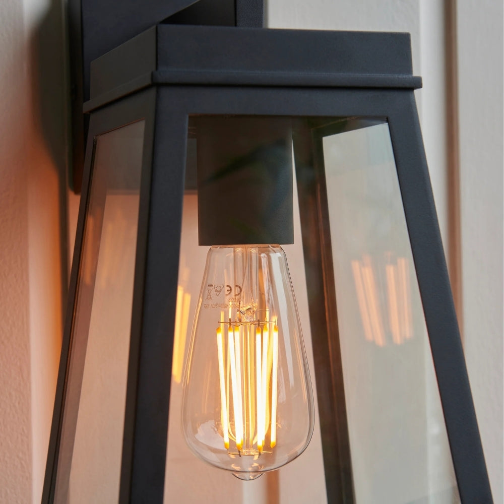 Trevanta Klare Glas-Schwarze Außenlaterne Wandlampe – Moderne Außenbeleuchtung